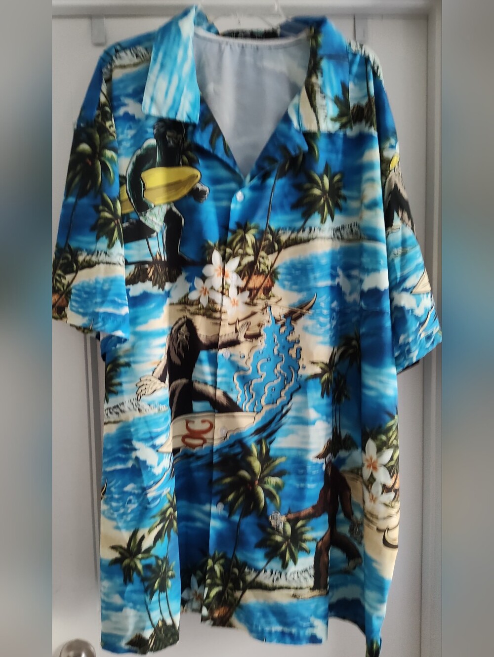 Blue Tropical Hawaiian Button-Up Shirt 5X